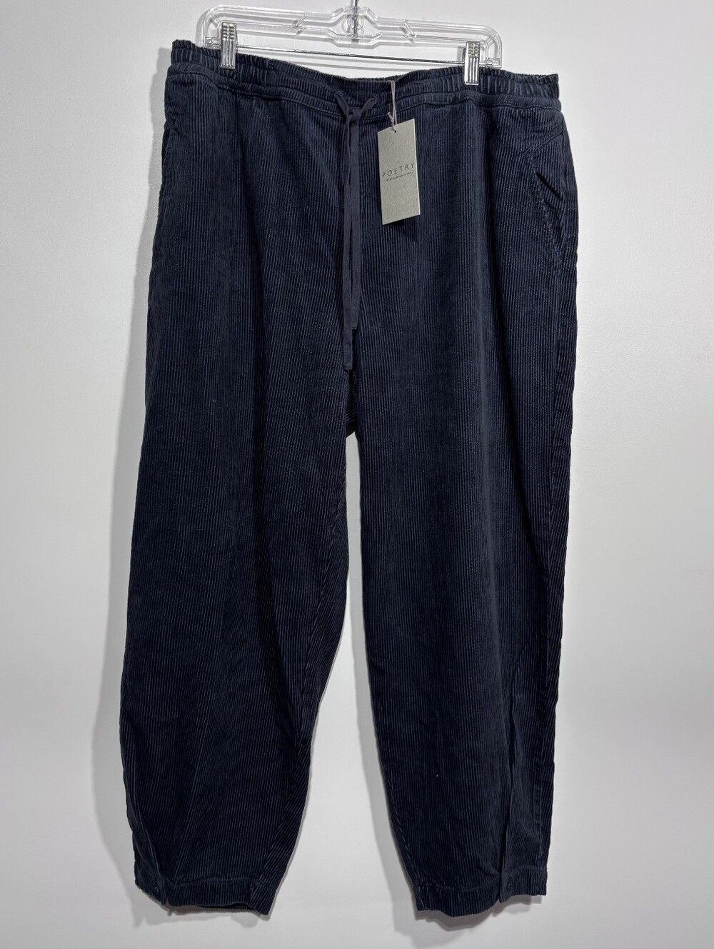 Poetry Hemp Organic Cotton & Yak Cord Tapered Trousers Dark Petrol Size 16 New